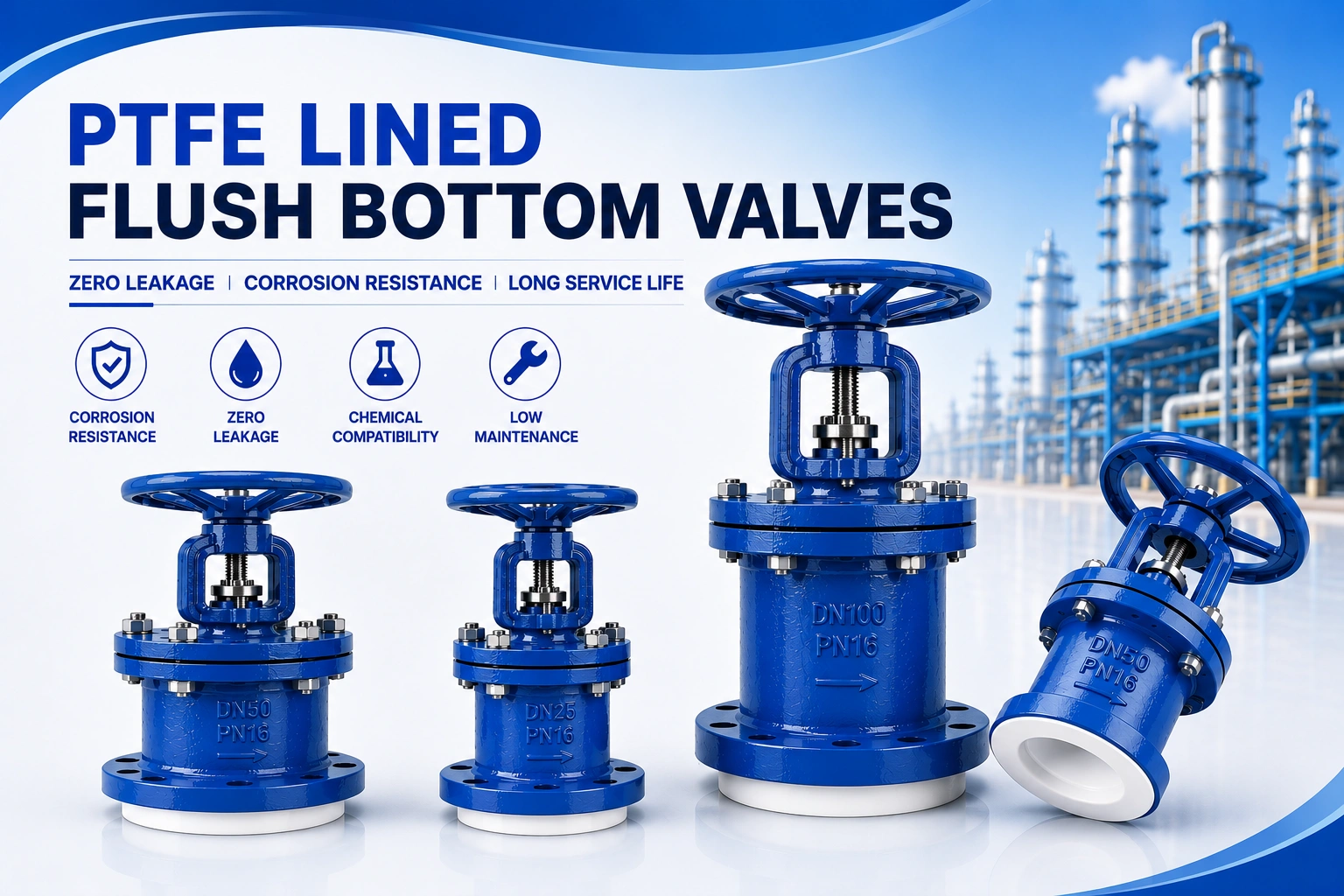 PTFE Lined Flush bottom valve